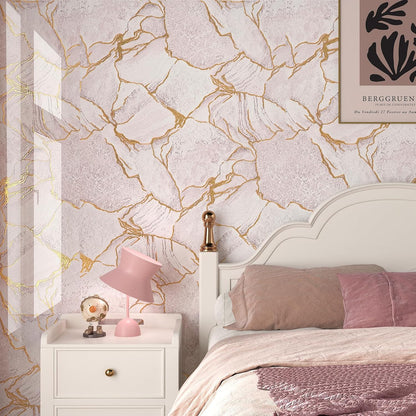 Gold Pink Marble Countertop Contact Paper Waterproof Marble Contact Paper for Countertops Cabinets Self Adhesive Marble Wallpaper Peel and Stick Countertops for Kitchen Bathroom Desk 16"x80"