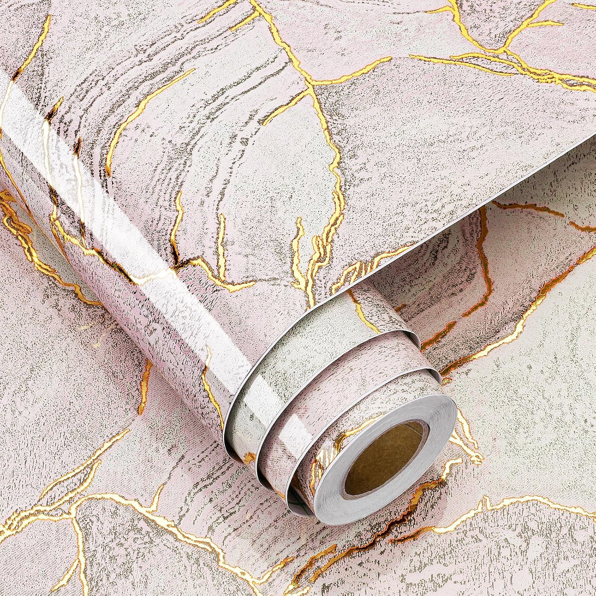 Gold Pink Marble Countertop Contact Paper Waterproof Marble Contact Paper for Countertops Cabinets Self Adhesive Marble Wallpaper Peel and Stick Countertops for Kitchen Bathroom Desk 16"x80"