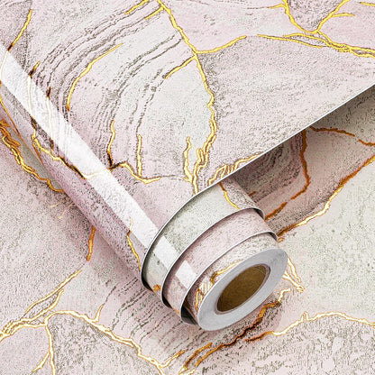Gold Pink Marble Countertop Contact Paper Waterproof Marble Contact Paper for Countertops Cabinets Self Adhesive Marble Wallpaper Peel and Stick Countertops for Kitchen Bathroom Desk 16"x80"