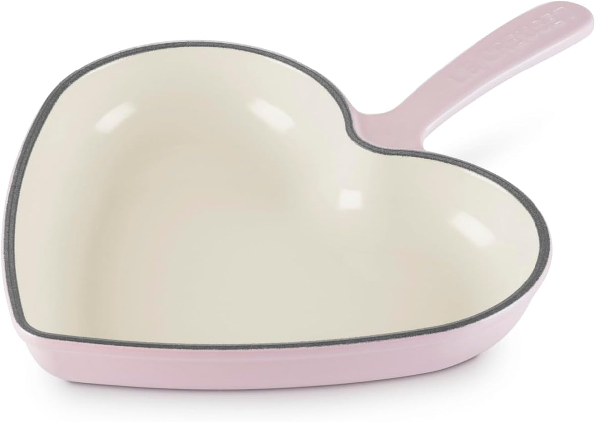 Enameled Cast Iron Heart Skillet, 10.25", Chiffon Pink