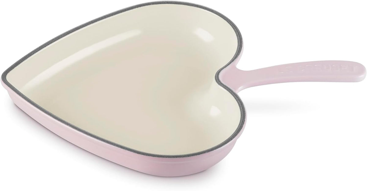 Enameled Cast Iron Heart Skillet, 10.25", Chiffon Pink