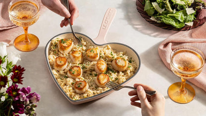 Enameled Cast Iron Heart Skillet, 10.25", Chiffon Pink