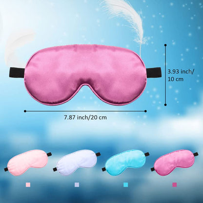 4 Pcs Silk Sleep Eye Masks Smooth Soft Satin Eye Covers with Adjustable Strap Blindfold for Sleeping Blocking Out Lights Travel Relaxation (Purple, Pink, Sky Blue, Taro Color)