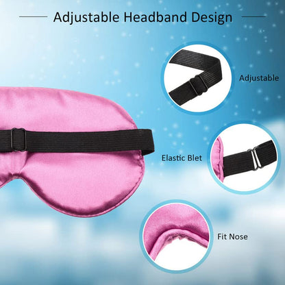 4 Pcs Silk Sleep Eye Masks Smooth Soft Satin Eye Covers with Adjustable Strap Blindfold for Sleeping Blocking Out Lights Travel Relaxation (Purple, Pink, Sky Blue, Taro Color)
