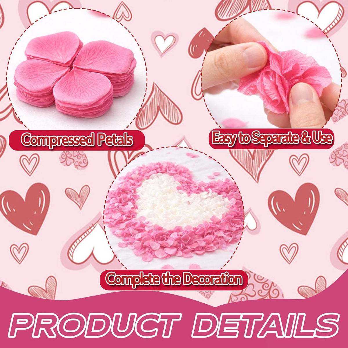3000 Pcs Rose Petals Artificial Flowers Silk Petals Table Scatters for Romantic Special Night Decorations, Weddings, Valentine's Day, Proposals, Anniversaries, Bridal Showers Party Decor