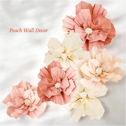 Beige Sweet Peach Paper Flowers Boho Party Decorations Artificial 3D Wall Décor Birthday Baby Shower Wedding Bridal Bachelorette Peach Beige Room Backdrop Centerpieces Girls Women Party