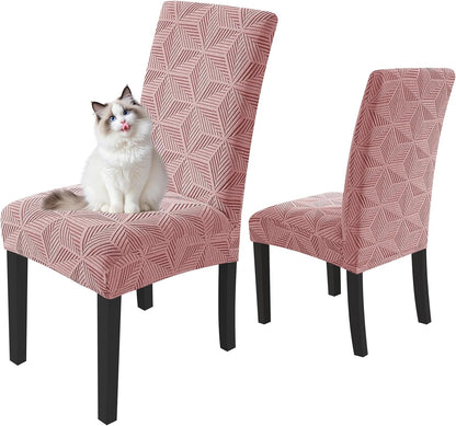 Dining Chair Covers Set of 2, Stretch Dining Room Parsons Chair Slipcover, Removable Washable Furniture Protector for Home, Kitchen, Banquet (Pink)