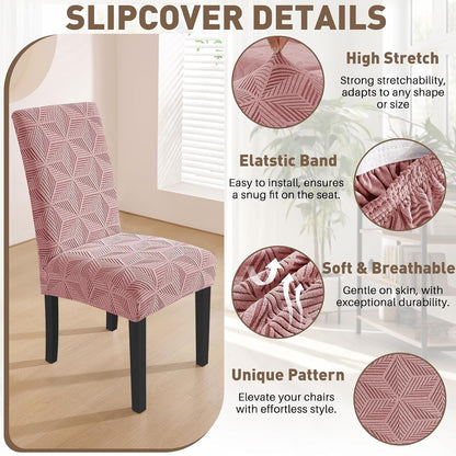 Dining Chair Covers Set of 2, Stretch Dining Room Parsons Chair Slipcover, Removable Washable Furniture Protector for Home, Kitchen, Banquet (Pink)