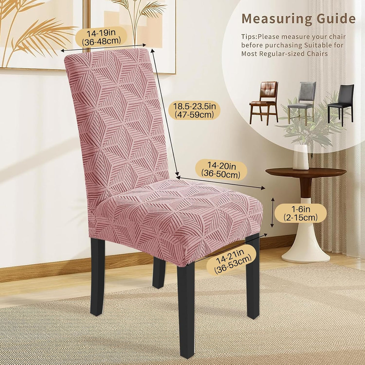Dining Chair Covers Set of 2, Stretch Dining Room Parsons Chair Slipcover, Removable Washable Furniture Protector for Home, Kitchen, Banquet (Pink)
