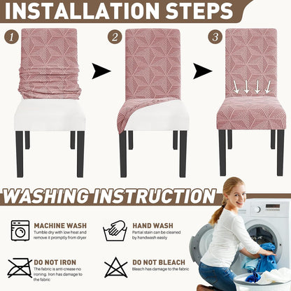 Dining Chair Covers Set of 2, Stretch Dining Room Parsons Chair Slipcover, Removable Washable Furniture Protector for Home, Kitchen, Banquet (Pink)