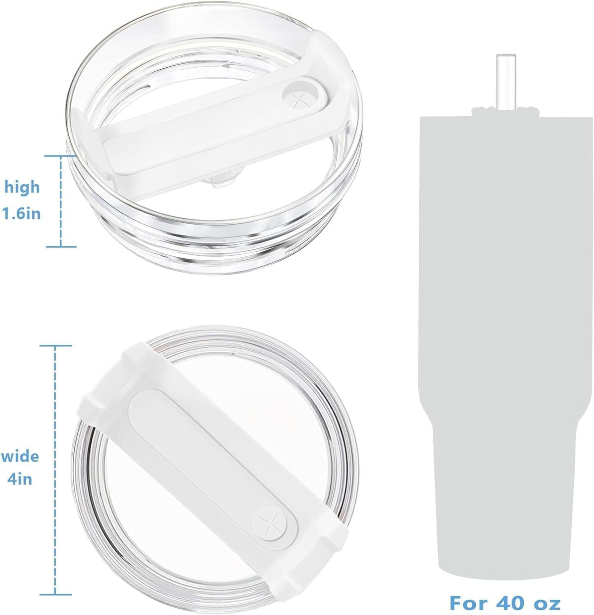 2pcs Tumbler Lid Fit for Stanley 40oz Cup,Replacement 40 oz Tumbler Lid,2Pcs Extra Long Reusable Straws and 1Pcs Cleaning Brush (Light Pink)