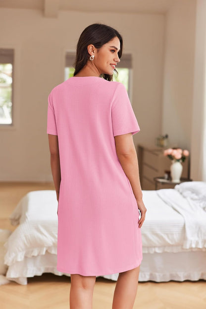 Women Zipper Robe Waffle Bathrobe Short House Coat with Pockets