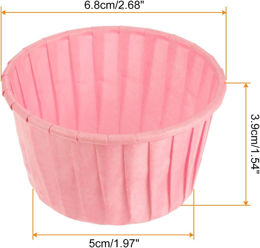 50Pcs Cupcake Baking Cups 3.5oz Standard Size Paper Cupcake Liners Greaseproof Wrappers Disposable for Wedding Birthdays Christmas Dessert, Pink
