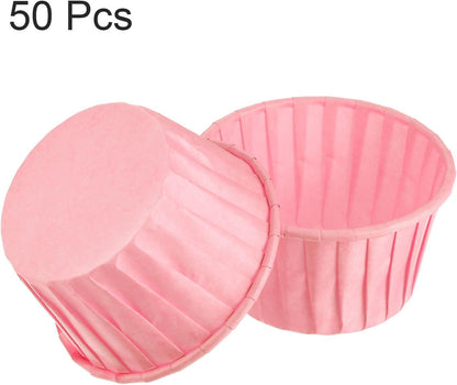 50Pcs Cupcake Baking Cups 3.5oz Standard Size Paper Cupcake Liners Greaseproof Wrappers Disposable for Wedding Birthdays Christmas Dessert, Pink