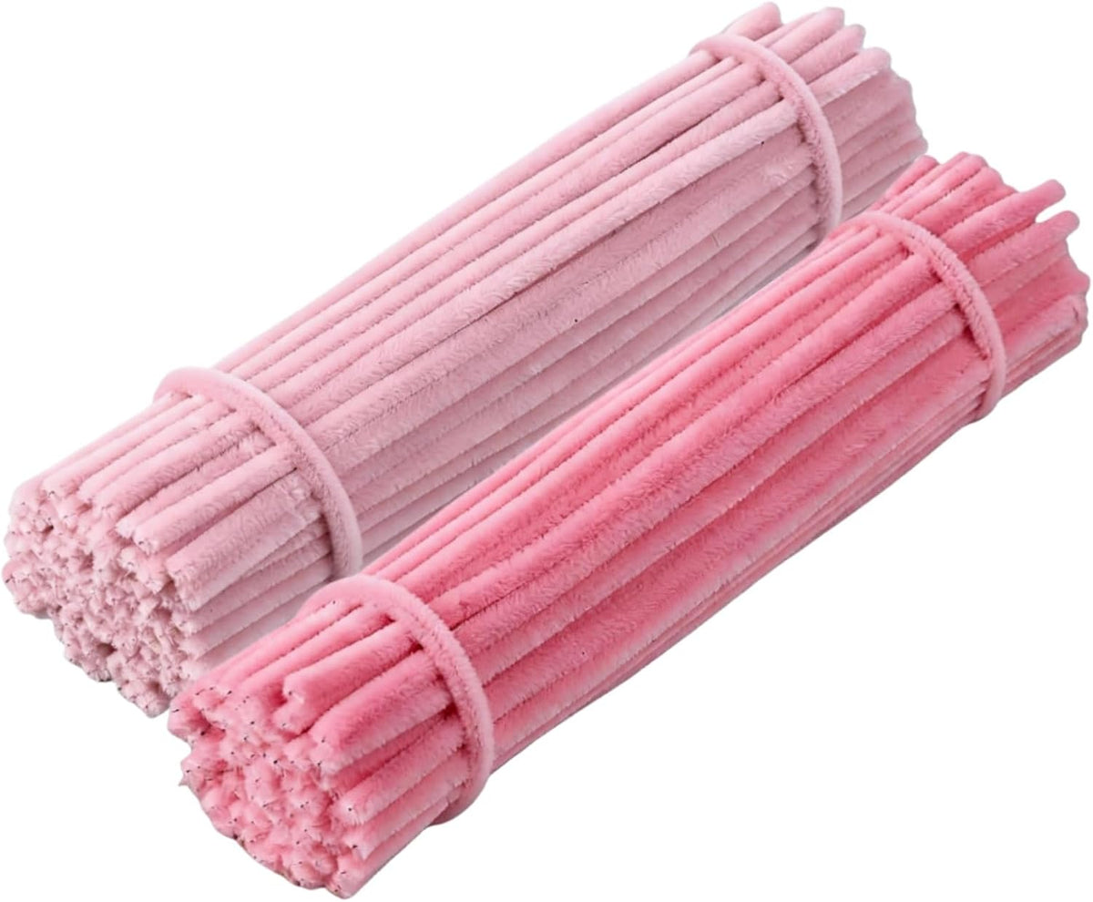 200 Pcs Pipe Cleaners, Peach Pink & Pastel Pink Chenille Stems for Crafts, Thick Fluffy Pipe Cleaners for DIY Flowers, Animals & Decorations, Art Supplies (12" x 0.24")
