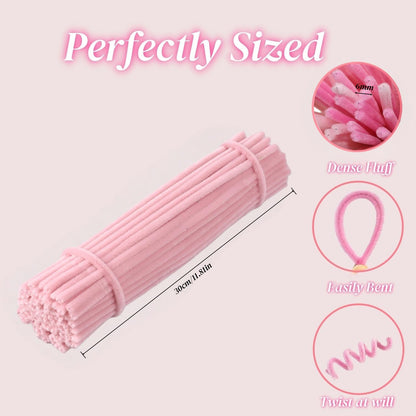 200 Pcs Pipe Cleaners, Peach Pink & Pastel Pink Chenille Stems for Crafts, Thick Fluffy Pipe Cleaners for DIY Flowers, Animals & Decorations, Art Supplies (12" x 0.24")