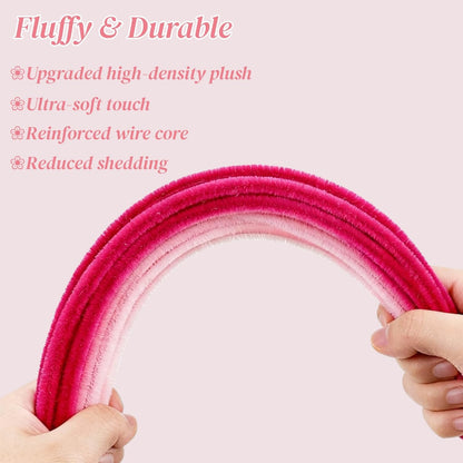 200 Pcs Pipe Cleaners, Peach Pink & Pastel Pink Chenille Stems for Crafts, Thick Fluffy Pipe Cleaners for DIY Flowers, Animals & Decorations, Art Supplies (12" x 0.24")