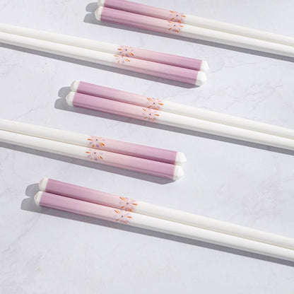Pink Porcelain Chopsticks Set Gift Box,5 Pairs Premium Reusable Dishwasher Safe Chopsticks Gift Set With Case, High-grade Bone Ceramics Chopsticks With Delicate Box Pink