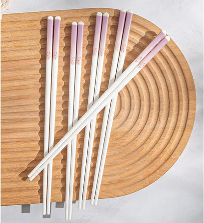 Pink Porcelain Chopsticks Set Gift Box,5 Pairs Premium Reusable Dishwasher Safe Chopsticks Gift Set With Case, High-grade Bone Ceramics Chopsticks With Delicate Box Pink