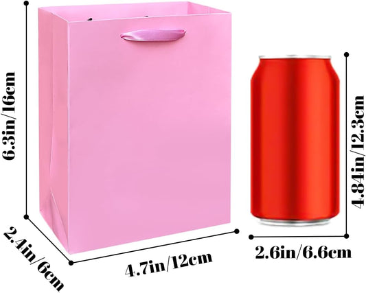 10PCS Pink Mini Gift Bags with Tissue Paper Handles 6.3"x4.7"x2.4" Small Size Present Party Favor Bags（Tissue Paper ）