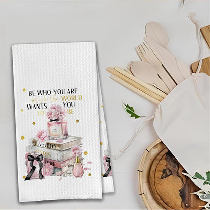 Pink and Gold Bathroom Accessories Decor Set of 2 Pink and Gold Kitchen Accessories Hand Towels Inspirational Gifts for Women Girls Grily Room