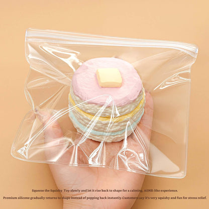 Stacked Pancake Taba Squishy Toy, Slow Rising Stress Relief Squeeze Toy Kawaii Colorful Pastel Rainbow Fidget Premium Silicone Handmade Gift for Adults 15+ By WenQing Strong