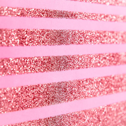 9" Medium Gift Bag with Tissue Paper (Pink Glitter Stripes) for Valentines Day, Birthdays, Baby Showers, Bridal Showers or Any Occasion