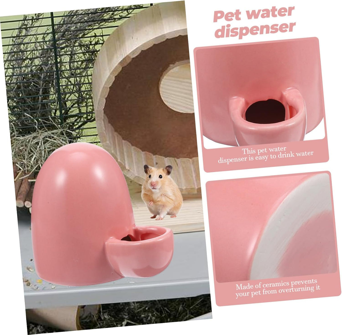 Mini Hamster Drinking Dispenser Automatic PET Water Fountain for Small Animals Pink Easy to Clean for Hamsters and Guinea Pigs