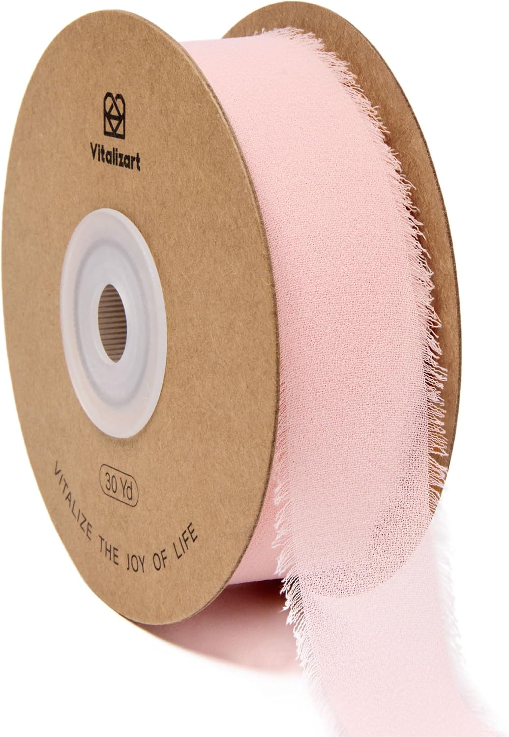1" x 30 Yd Pink Chiffon Ribbon Light Pink Silk Like Handmade Fringe Fabric Ribbons for Valentines Day Gift Wrapping Wedding Invitations Bridal Bouquets Party Decoration