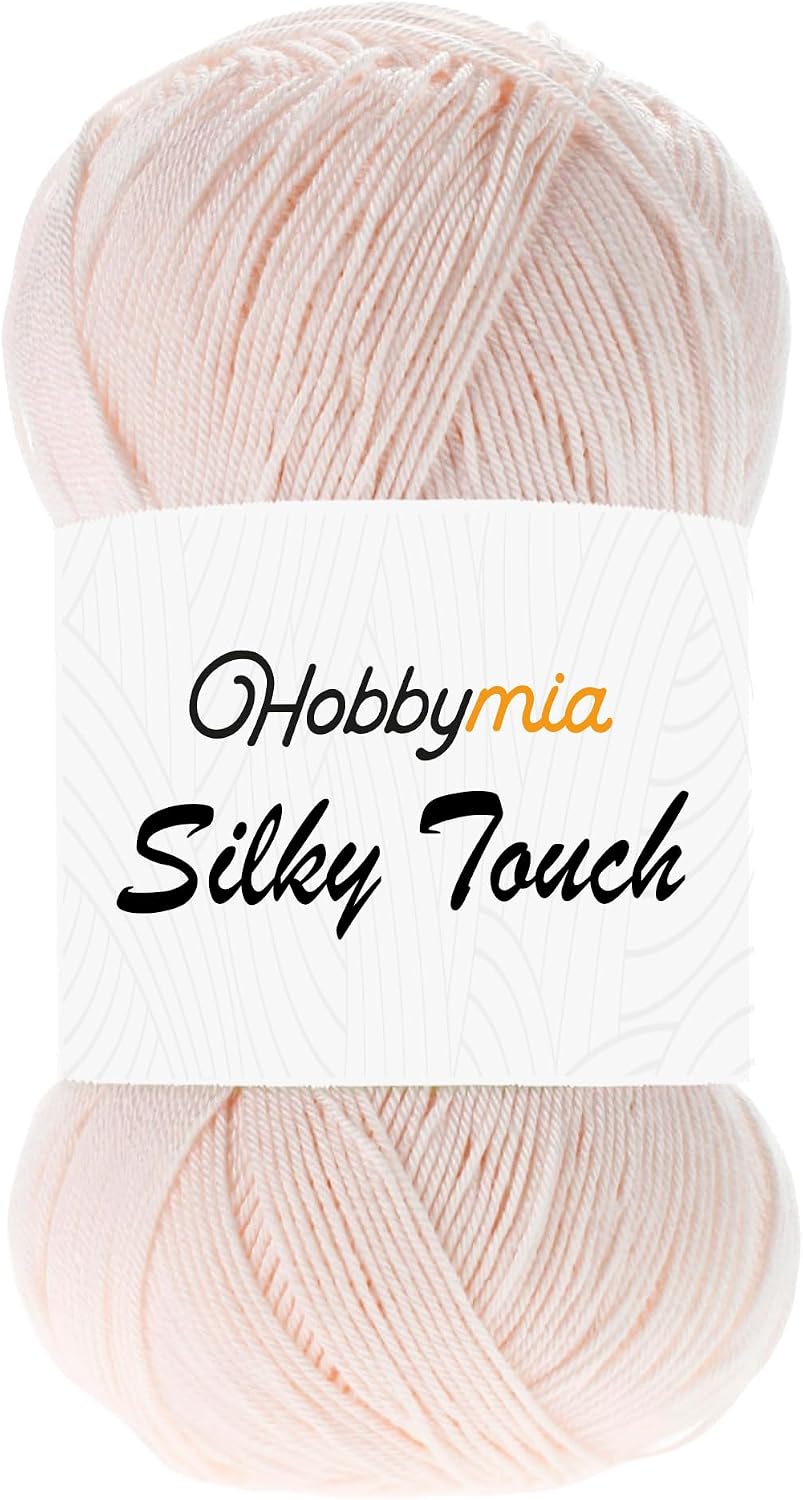 Silky Touch Acrylic Yarn - Soft Sport Weight Yarn for Crochet & Knitting - 100g / 383yds - 100% Microfiber Acrylic - Lightweight Fine Smooth Yarn(Pink - Light Peach, 1 Skein)