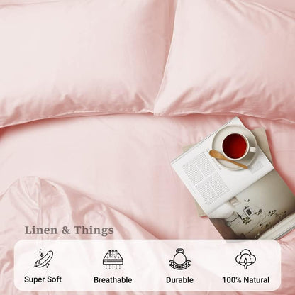 King Size Sheet Set Egyptian Cotton 600 Thread Count - 4Pcs Bed Sheets Set fits Upto 8-12" Deep Pocket, Silky Soft Sateen Sheets - Blush Solid