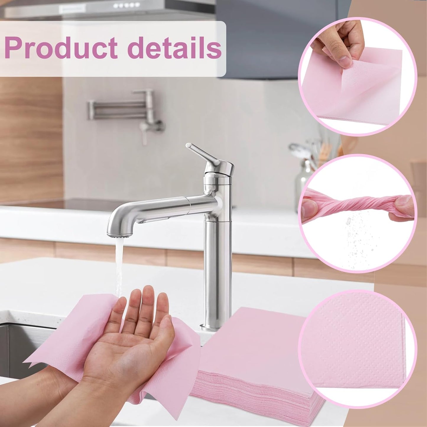 100-Count 2-Ply Pink Cocktail Napkins - Beverage Napkins Disposable Premium Quality - 5" x 5" Pink Paper Napkins for Birthday Party & Mother's Day,Bar,Weddings