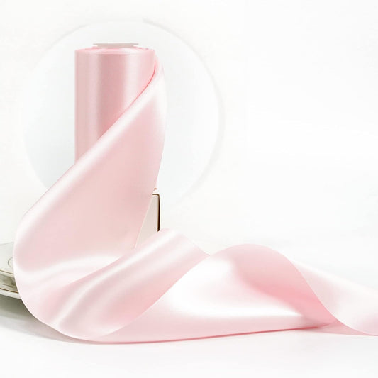Solid Color Satin Ribbon 4 inch Wide Light Pink Thick Fabric Ribbon Double-Faced Satin Ribbon for Wedding Chair Sash Large Bows Making Party Decor Dress Sash Sewing Crafts-10 Yards/Roll