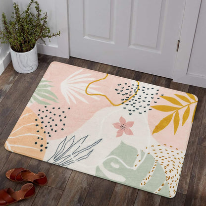 Pink Washable Entryway Rugs Indoor - 2x3 Small Non-Slip Kitchen Rug Soft Throw Rugs for Bedroom Girls Boho Botanical Print Floor Doormat Carpet for Bathroom Laundry Room Living Room Kids Room