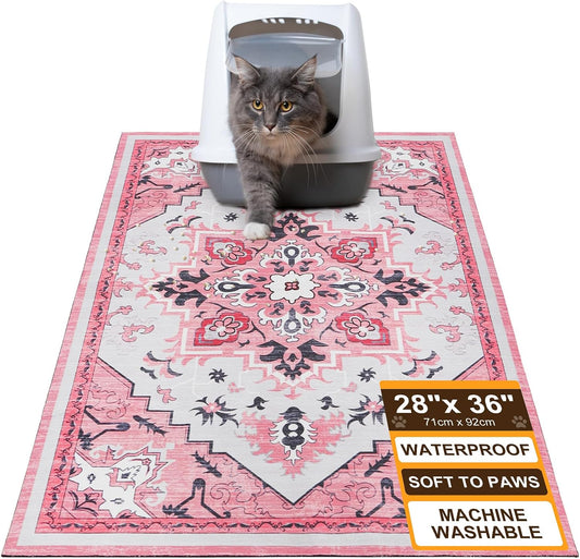 Cat Litter Mat, 28" x 36" Large Litter Trapping Mat, Waterproof
