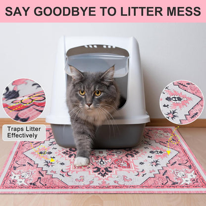 Cat Litter Mat, 28" x 36" Large Litter Trapping Mat, Waterproof