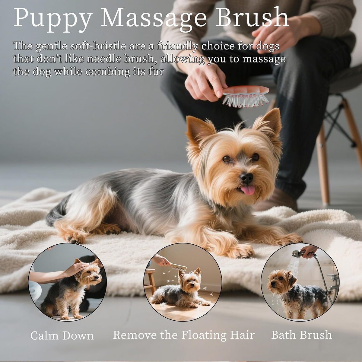 Gentle Cloud Air Cushion Brush Small Dogs Grooming (Pink)