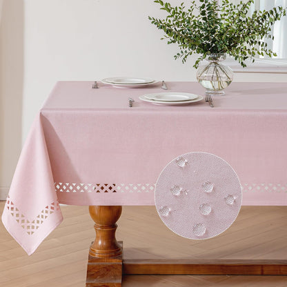 Pink Tablecloth Rectangle Linen Style Fabric, 55" x 70"