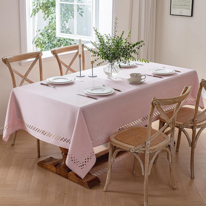 Pink Tablecloth Rectangle Linen Style Fabric, 55" x 70"