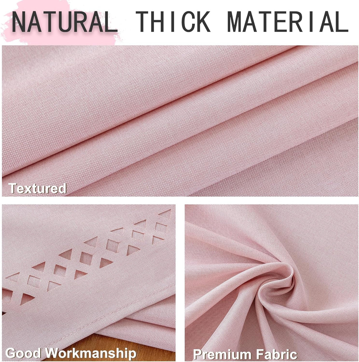 Pink Tablecloth Rectangle Linen Style Fabric, 55" x 70"