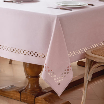 Pink Tablecloth Rectangle Linen Style Fabric, 55" x 70"