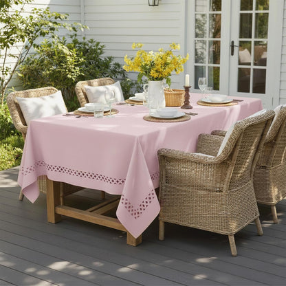 Pink Tablecloth Rectangle Linen Style Fabric, 55" x 70"