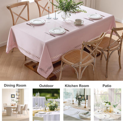 Pink Tablecloth Rectangle Linen Style Fabric, 55" x 70"
