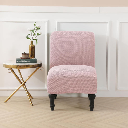 Armless Accent Chair Cover Slipcover,Slipper Chair Stretch Spandex Removable for Armless Chair Furniture Protector for Living Dining Room Hotel (Pink)