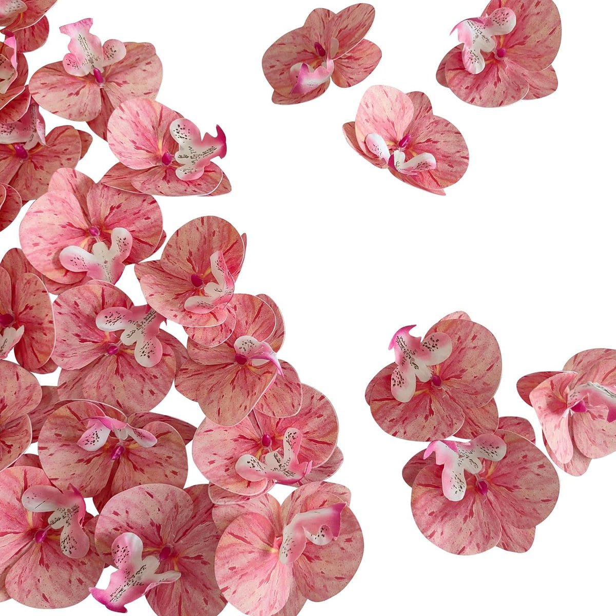 Fake Pink Orchids Artificial Flowers Heads, 3.5''Fake Orchid Heads for Wedding Floral Bouquet Decor DIY Craft Making Bridal Shower Photography Props (80, Pink)