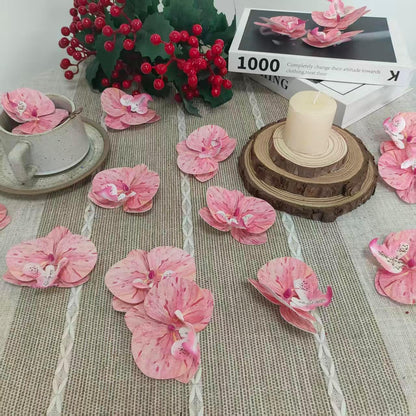 Fake Pink Orchids Artificial Flowers Heads, 3.5''Fake Orchid Heads for Wedding Floral Bouquet Decor DIY Craft Making Bridal Shower Photography Props (80, Pink)