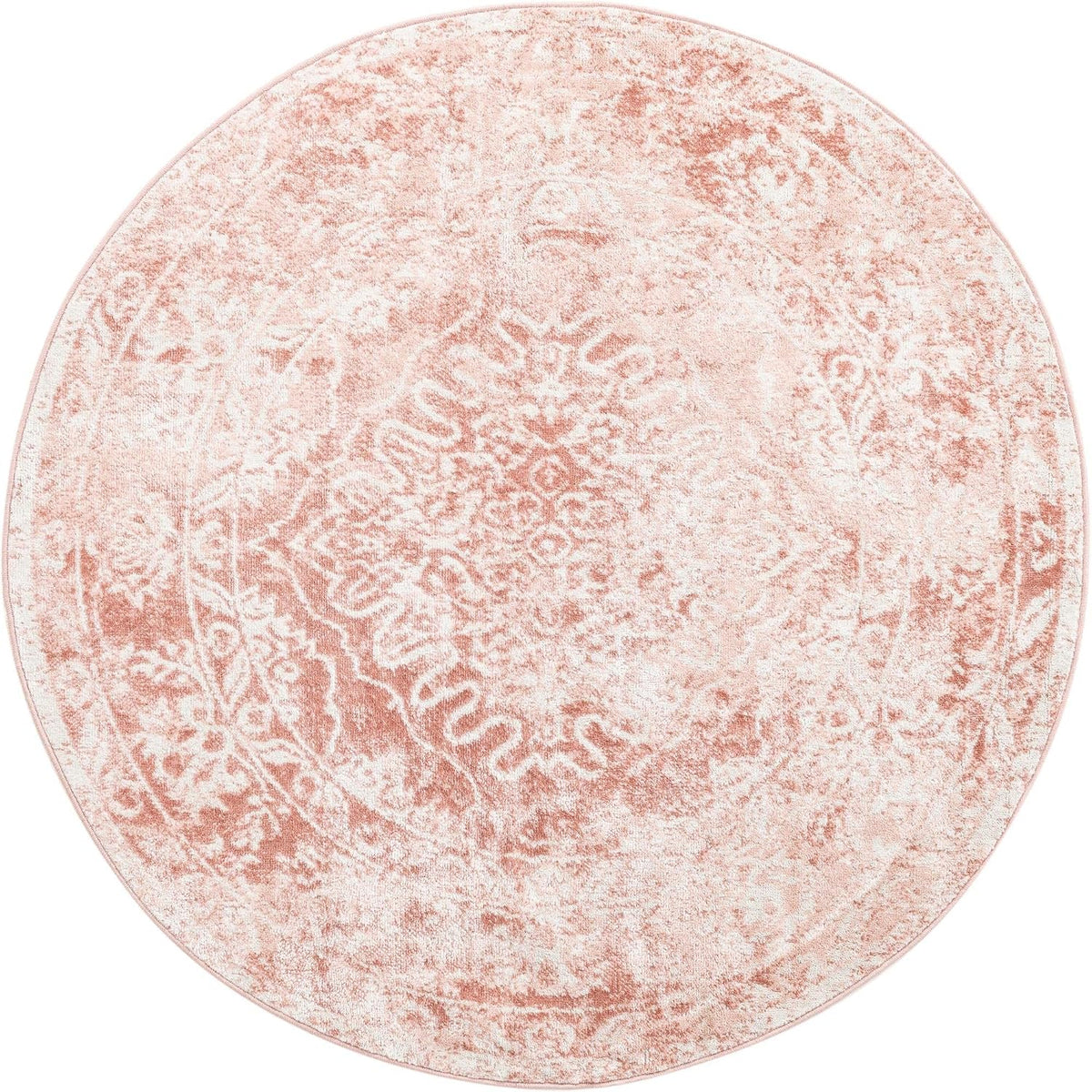 Oxford Collection Area Rug - Bodleian (5' 3" Round, Pink/ Ivory)