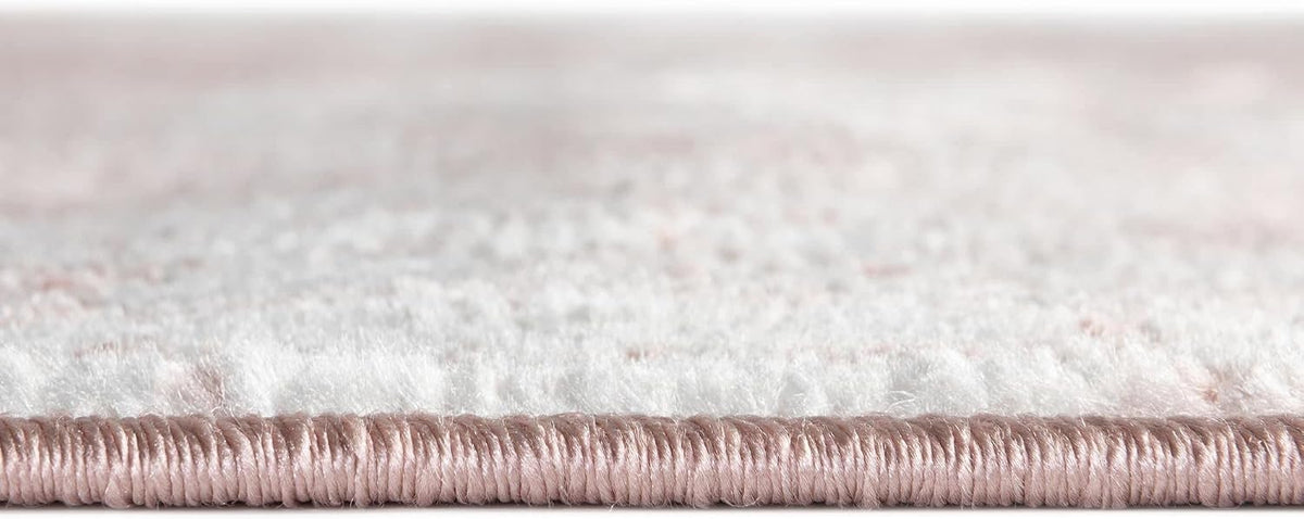 Oxford Collection Area Rug - Bodleian (5' 3" Round, Pink/ Ivory)