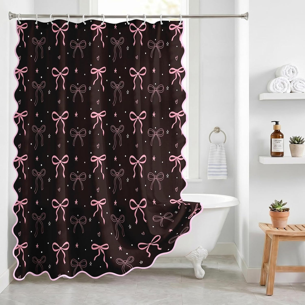 Bow Shower Curtain with Scalloped