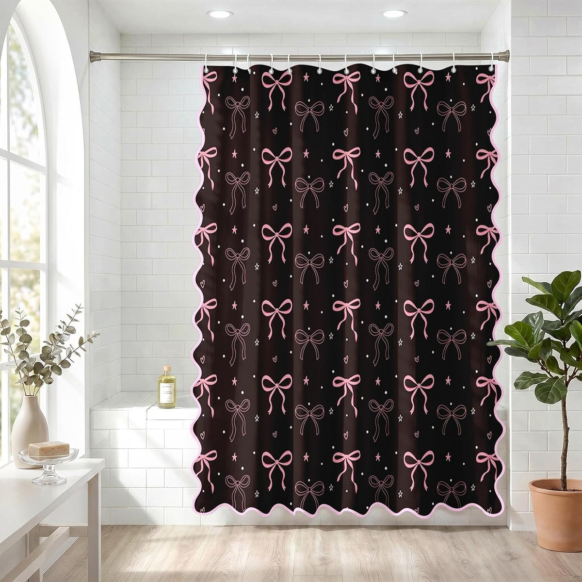 Bow Shower Curtain with Scalloped